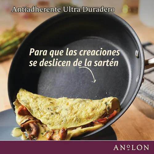 Vista 4 de Anolon Advanced - Parrilla dividida antiadherente anodizada dura, sartén para plancha, 12.5 pulgadas, color gris