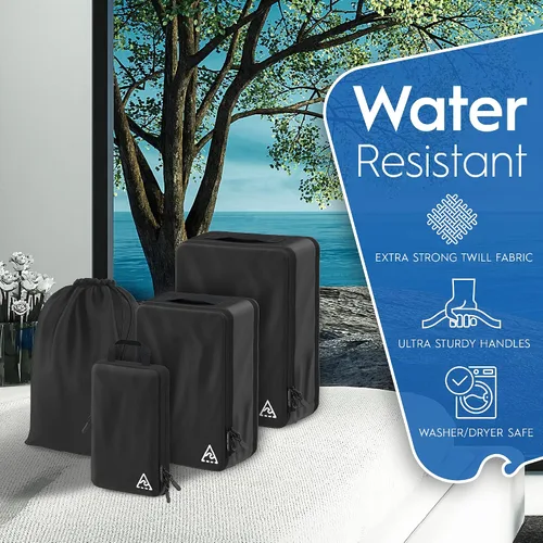 Vista 6 de Cubos y bolsas de embalaje de compresión de lujo de 4 piezas para viajes, maximiza el espacio en el equipaje con diseño HybridMax de doble