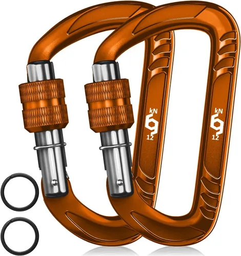 Vista 16 de Rhino Produxs 12kN (2697 lbs) Heavy Duty Carabiner Clips Autolocking Negro