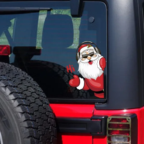 Vista 10 de Pegatina Navideña de Papá Noel Asomado, Lindas Pegatinas de Venado y Muñeco de Nieve para Ventana, Adhesivos para Parachoques de Coche, Adornos