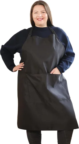 Vista 21 de Delantales de algodón y lino para hornear, talla grande, para mujer, con bolsillos, cocina