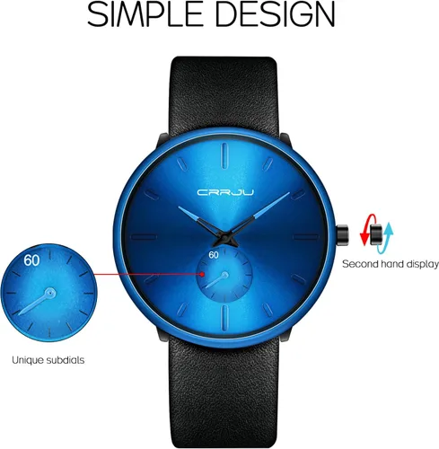 Vista 5 de Mens Watches Ultra-Thin Minimalist Waterproof-Fashion Wrist Watch for Men Unisex Dress with Leather Band
