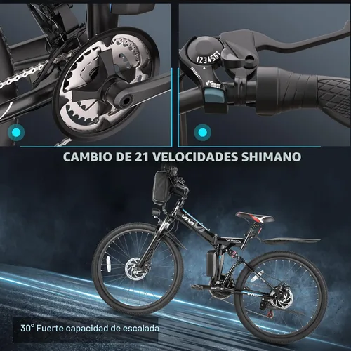 Vista 9 de Vivi Electric Bike for Adults, 750W Rated Folding Electric Mountain Bike 26'' Commuter Ebike 20MPH Foldable Ebike Adult Electric Bicycles with
