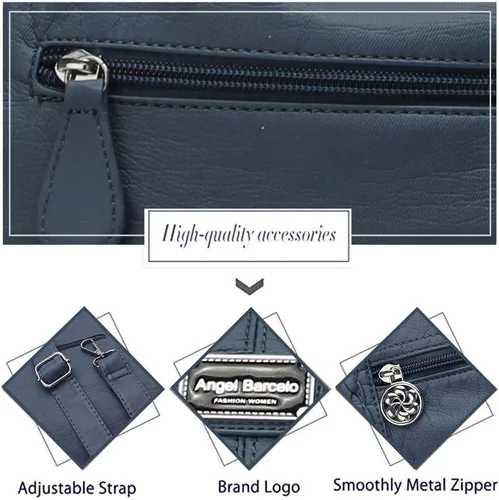 Vista 84 de Angel Barcelo - Bolsa de hombro amplia para mujer, diseño Hobo, cuero lavado