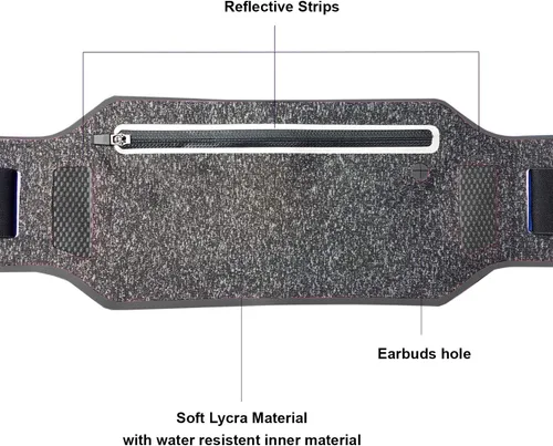 Vista 4 de Cinturón de dinero súper delgado resistente al agua, cinturón para correr para mujeres y hombres, cinturón de teléfono expandible para guardar