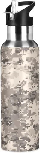 Vista 10 de Blueangle Botella de agua de 20 onzas con lazo de cinta azul, doble pared al vacío, botella de agua de acero inoxidable a prueba de fugas, botella