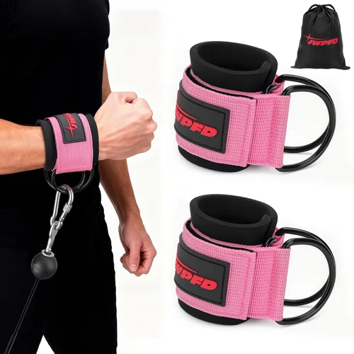 Vista 9 de Correas de muñeca para máquinas de cable, muñequeras para hombres y mujeres, correas acolchadas de neopreno para equipos de entrenamiento de fuerza