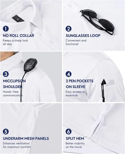 Vista 5 de Haimont Men's Long Sleeve Quick-Dry Performance Polo Shirt 3-Manga larga.