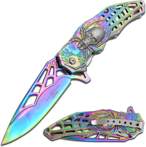Vista 8 de Snake Eye Tactical Cuchillo de bolsillo plegable Mango de diseño de hoja resistente (azul)