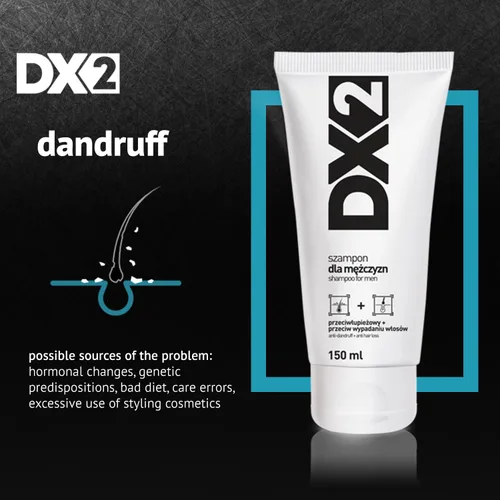 Vista 3 de DX2 - Champú anticaspa + anticaída para hombres - Fórmula de doble acción, elimina la caspa y la pérdida de cabello, uso diario, 5.1 fl oz