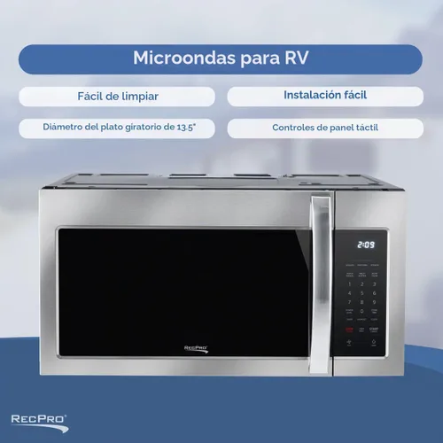 Vista 4 de RecPro Microondas para Autocaravana Sobre la Estufa de 30" Horno de Convección Acero Inoxidable 120V AC 900W Microondas para Camper