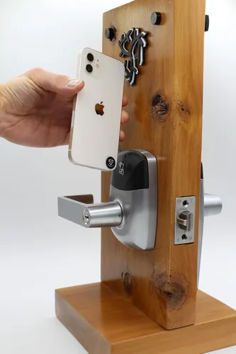 Vista 3 de Cerradura de puerta con palanca comercial RFID, aplicación de sistema de control de acceso, incluye 2 tarjetas NFC (mano izquierda)