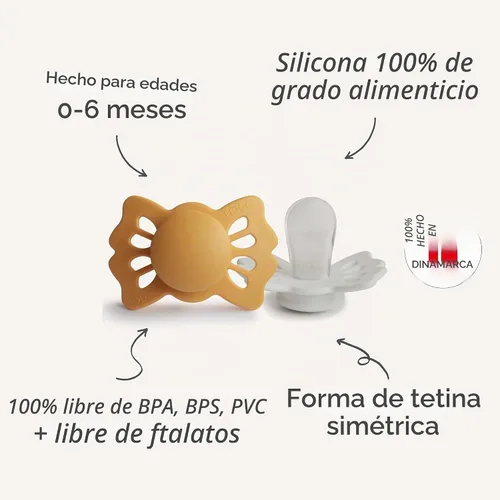Vista 9 de FRIGG Lucky Symmetric SilkySoft - Chupete de silicona para bebé, fabricado en Dinamarca, sin BPA (crema/rubor, 0-6 meses)