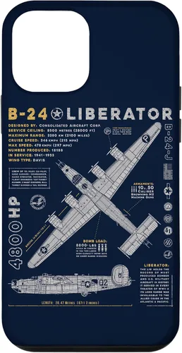 Vista 21 de iPhone 15 B-24 Liberator Consolidated Aircraft B24 Bomber Vintage Case