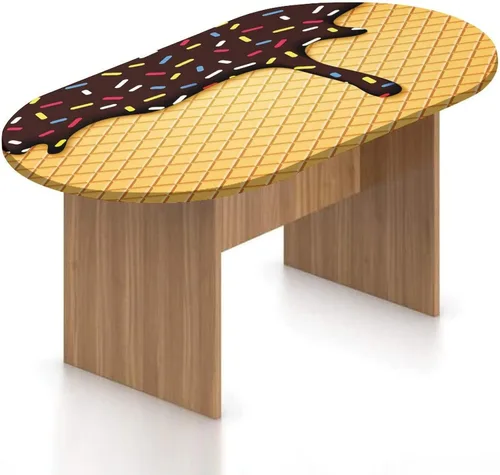 Vista 16 de Mantel ovalado ajustable para patio, decoración de helado, de poliéster elástico, fondo de gofre con estampado de dulce verano, se adapta a mesas