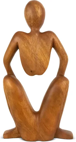 Vista 4 de G6 Collection Estatua de escultura abstracta de madera de 12 pulgadas hecha a mano – Hombre en cuclillas – Arte de regalo, decoración decorativa