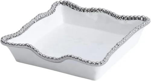 Vista 4 de Pampa Bay Servilletero de porcelana para cóctel, 7 x 7 pulgadas, acabado mate metálico dorado, apto para horno y lavavajillas