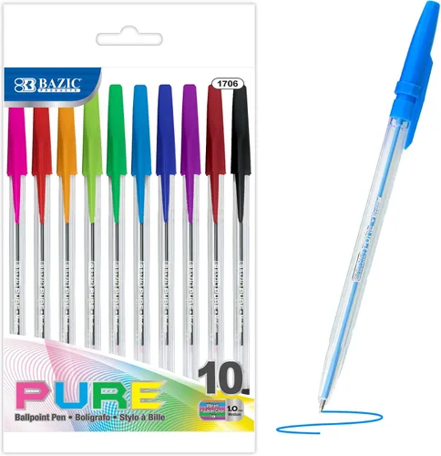 Vista 10 de BAZIC PRODUCTS Bolígrafo negro puro, 12 unidades, para escribir en la escuela y la oficina