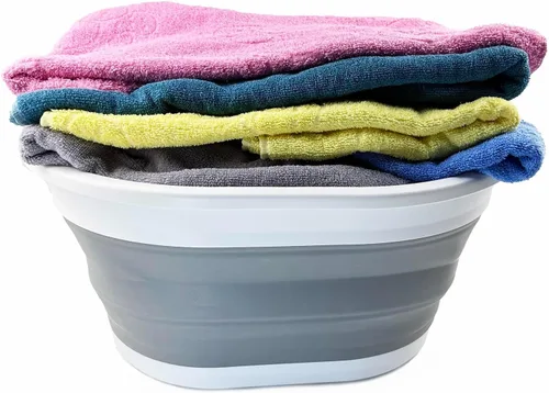 Vista 8 de SAMMART Cesta de lavandería plegable de plástico de 32 L (8.4 galones) - Contenedor de almacenamiento portátil, organizador de ahorro desplegable