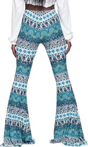 Vista 3 de Herose - Pantalones acampanados para mujer tiro alto, estilo bohemio, largos hasta el suelo, tallas S a 2XL