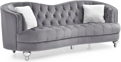Vista 4 de Home Square Juego de muebles de 2 piezas con silla de terciopelo y sofá en gris