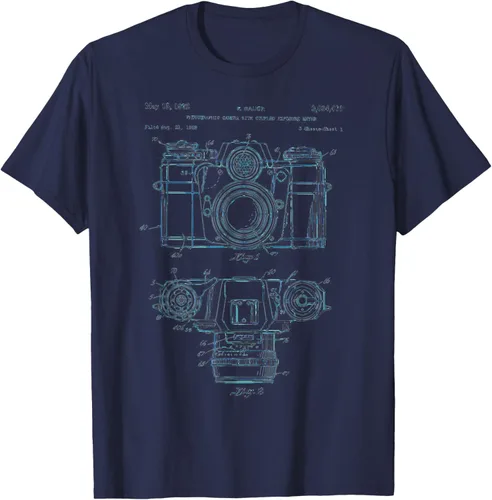 Vista 22 de Fotografía amante regalo cámara vintage esquema camiseta Negro