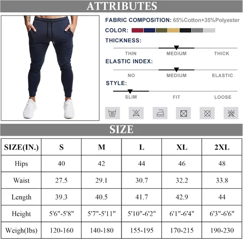 Vista 6 de BUXKR - Pantalones deportivos ajustados con bolsillos profundos para hombre, para gimnasio, correr y fisioculturismo