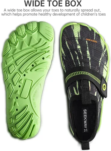 Vista 3 de SEEKWAY Zapatos de agua descalzos para niños, puntera ancha y zapatos de arena de secado rápido para niños pequeños para senderismo, natación