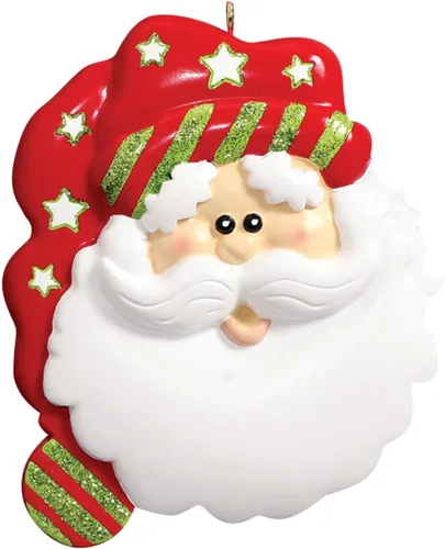 Vista 2 de Adornos de Navidad personalizados 2025 – Adornos de cabeza de Papá Noel, con sombrero de dormir, recuerdo para árbol