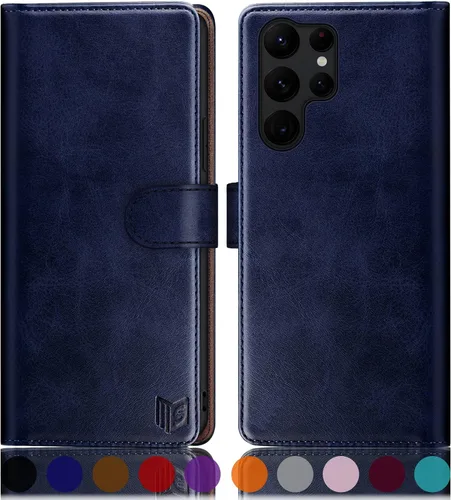 Vista 12 de SUANPOT - Funda para Samsung Galaxy S23 Ultra con bloqueo RFID, tarjetero con funda protectora de PU para teléfono, para mujeres y hombres
