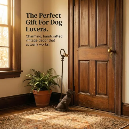 Vista 5 de LuLu Decor, Tapón decorativo para puerta de perro de hierro fundido con mango