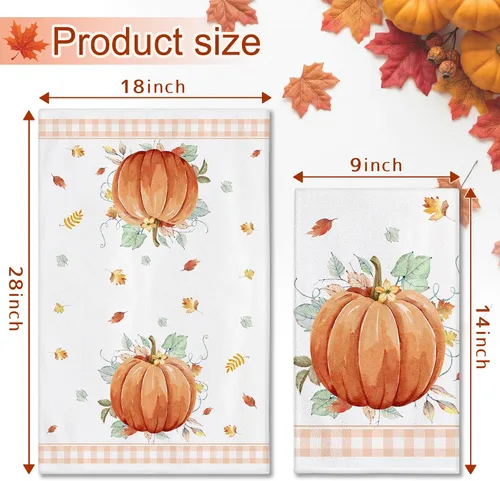 Vista 2 de Bonsai Tree Fall Kitchen Towels Sets of 2, Fall Decor Hand Towels for Bathroom, Pumpkin Dish Towel 18”x28”, Autumn Decor for Housewarming