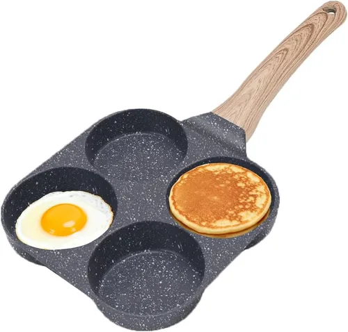 Vista 9 de Sartén antiadherente para huevos de 4 tazas con tapa, color negro