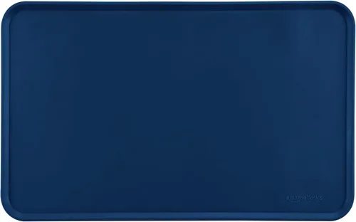 Vista 9 de Amazon Basics Tapete de silicona antideslizante e impermeable para comida de gatos y perros, tapetes para mascotas con bordes elevados para tazones