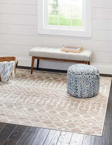 Vista 41 de Unique Loom Enrejado Marroquí Colección Trellis Geométrica Transicional Beige/Marfil Alfombra Área (10 pies 8 pulgadas x 16 pies 5 pulgadas)