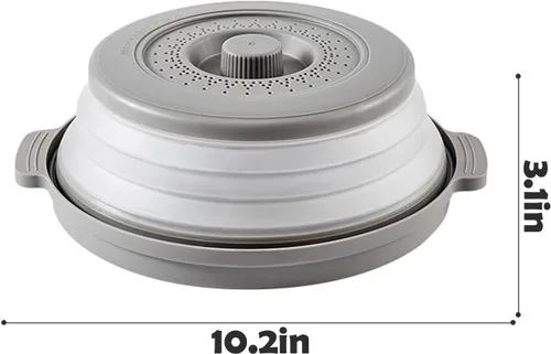 Vista 4 de Cubierta plegable para salpicaduras de microondas para alimentos con alfombrillas de silicona, 10.2 pulgadas, apta para lavavajillas, cubierta