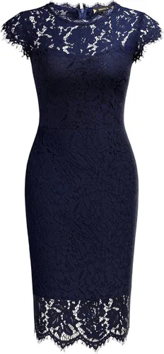 Vista 5 de Miusol - Vestido para mujer retro de encaje floral, ajustado, vestido de noche, para cóctel, minivestido