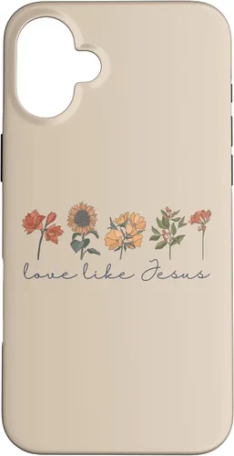 Vista 23 de Love Like Jesus - Carcasa para iPhone 17, diseño de flores y texto bíblico, religioso