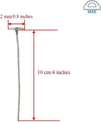 Vista 2 de HAHIYO 100 mecha de algodón natural de 4 pulgadas, mecha de algodón preencerada con lengüeta de soporte de metal para hacer velas de soja