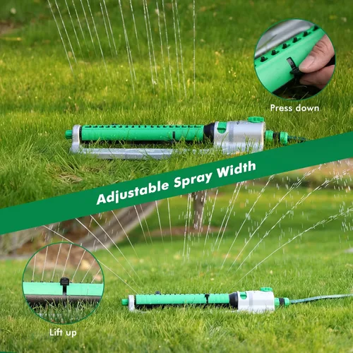 Vista 5 de RESTMO - Rociador oscilante resistente con base de metal estable 18 Durable Nozzles, Adjustable Flow & Width & Coverage, Lawn Sprinkler & Garden