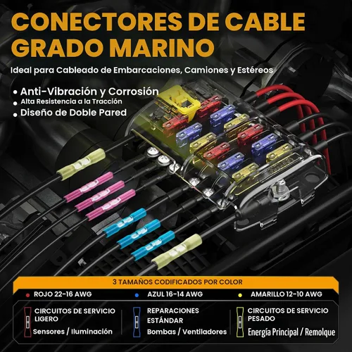Vista 3 de SOMELINE - Herramienta de crimpado para kit de conectores termorretráctiles, con conectores termorretráctiles de extremo calibre 22-10 de grado