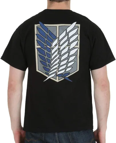 Vista 6 de Ripple Junction Attack on Titan Men's Short Sleeve T-Shirt Front & Back Graphic Survey Corps Emblem Officially Licensed