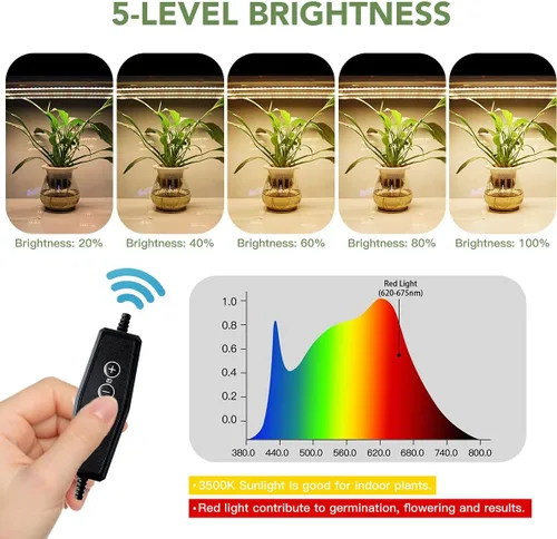 Vista 3 de GYTF Tiras de luz LED de crecimiento, 3500K 90 bombillas de espectro completo regulables para plantas con temporizador de encendido/apagado