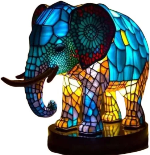 Vista 7 de Lámpara 3D de Animales, Lámpara de Luz Nocturna de Animales de Vidrio Emplomado Retro, Lámpara de Mesa de Animales Vintage, Lámparas de Animales