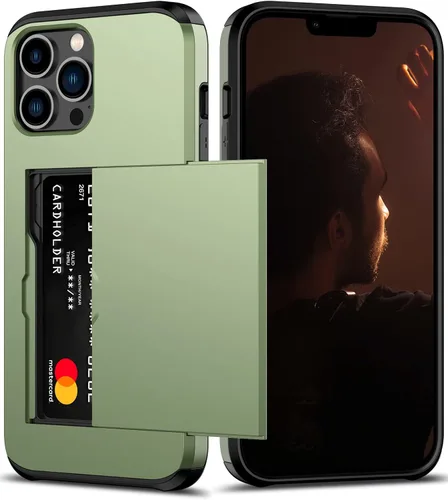 Vista 9 de Nvollnoe Funda para iPhone 11 con tarjetero resistente de protección de doble capa a prueba de golpes, ranura para tarjetas oculta, funda delgada