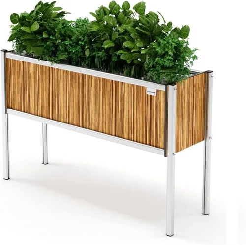 Vista 16 de Cama de jardín elevada (36 x 12 x 14 pulgadas) resistente a la intemperie, maceta para exteriores con drenaje para camas de verduras, jardinería