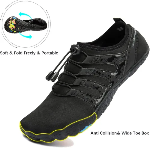 Vista 5 de YESMOLA Mens Water Shoes Beach Barefoot Shoes Wide Toe Five Finger Swim Aqua Shoes for Pool Fishing River Surfing