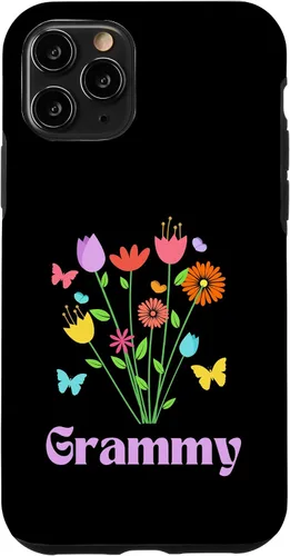Vista 28 de iPhone 12/12 Pro Grammy Grandma Spring Flowers Pretty Tulips Butterfly Pink Case