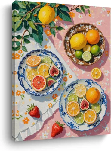Vista 18 de Arte de pared de la costa de Italia, pintura de acuarela de paisaje natural, lienzo enmarcado decoración moderna del hogar, impresiones de limón