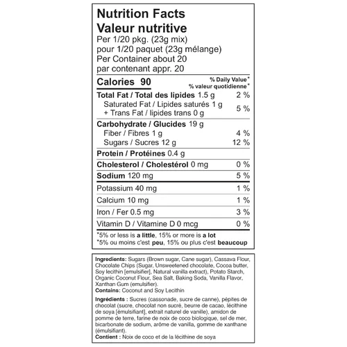 Vista 7 de XO Baking Co. Mezcla de galletas gourmet con chispas de chocolate sin gluten; sin OGM, Kosher; sin arroz; sin lácteos; sin maní; sin conservantes